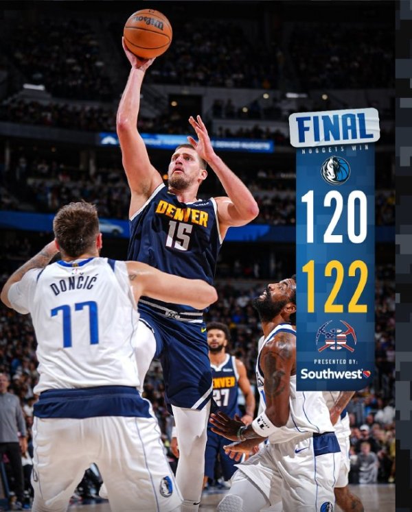 亚博体育 约基奇37+18+15掘金险胜独行侠 76东谈主闭幕5连败