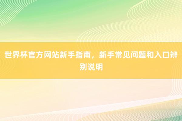 世界杯官方网站新手指南，新手常见问题和入口辨别说明